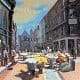 grafton street on a sunny day with flower sellers and buskers