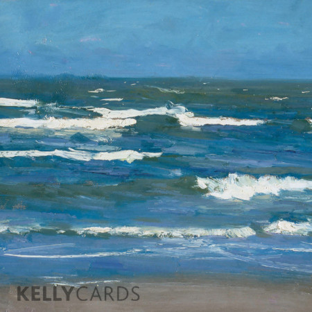 painting depicting the sea washing up on the beach